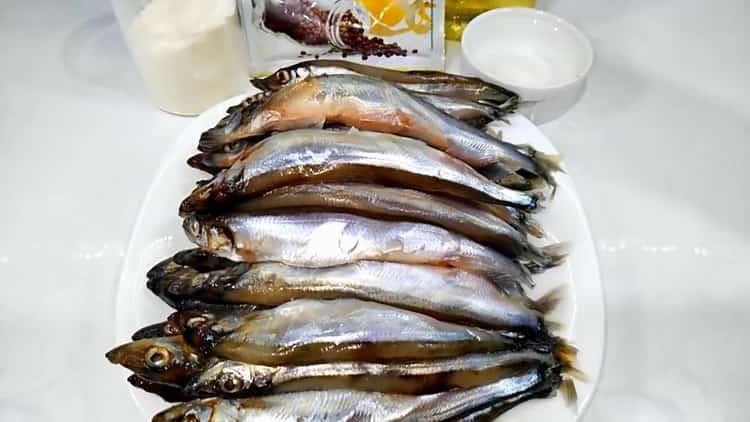 To prepare capelin in the oven with a crust, prepare the ingredients