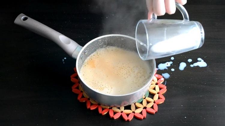 Add milk to make eclairs toppings