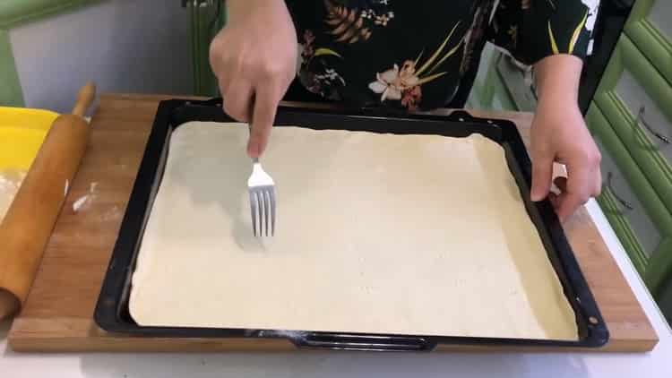 To make puff pastry baklava, make cuts on the dough