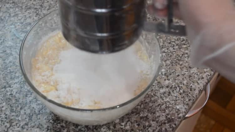 Sift flour for bagels
