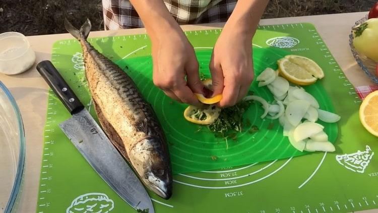 For cooking mackerel on the grill. prepare the ingredients