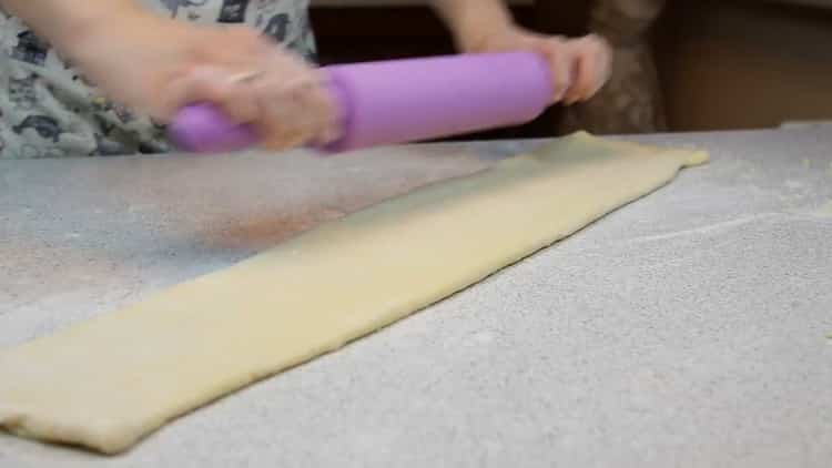 Roll out the dough to make puff pastries