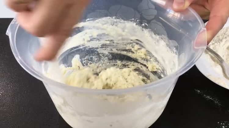 To make cheese cakes, knead the dough