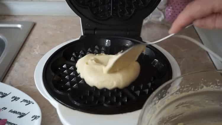 Put dough to make waffles