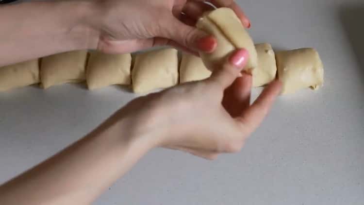 To make dough for buns with dry yeast, cut the dough