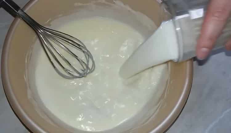Add milk to make a pastry dough.