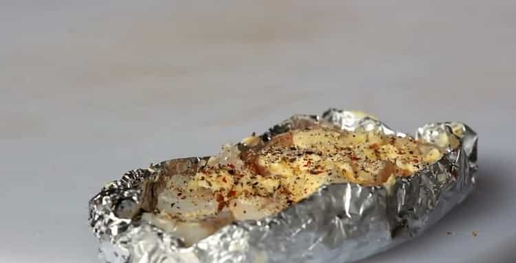 cod in foil in the oven is ready