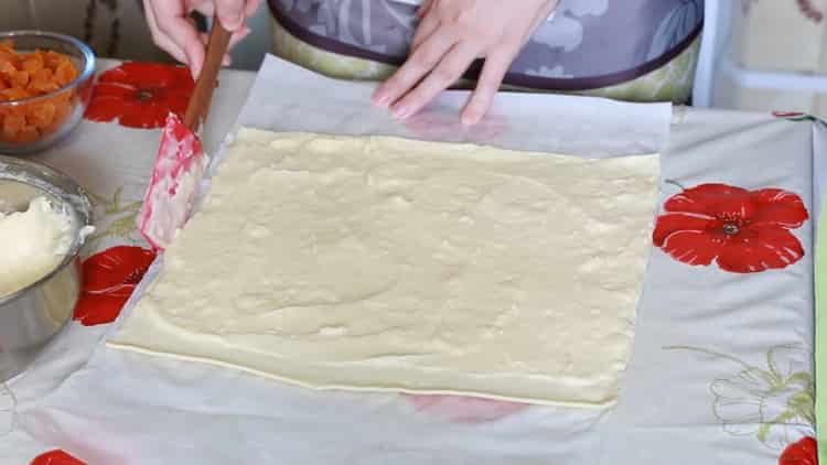 To make puff pastry snails, roll out the dough