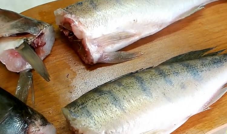 To prepare stuffed zander, prepare the ingredients