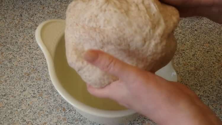 To make bran bread, knead the dough