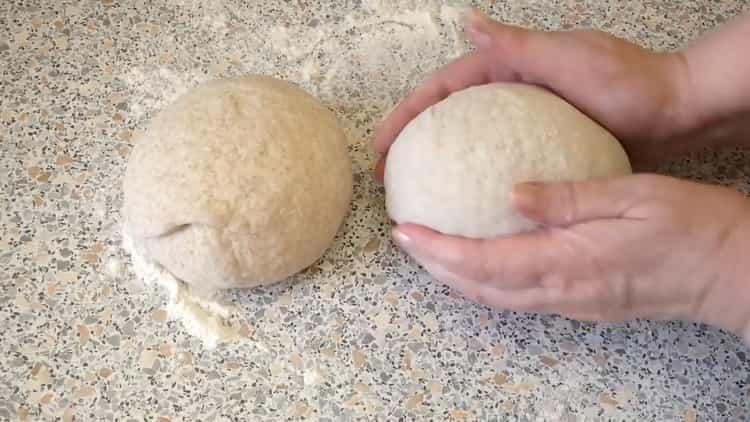 To make bran bread, split the dough