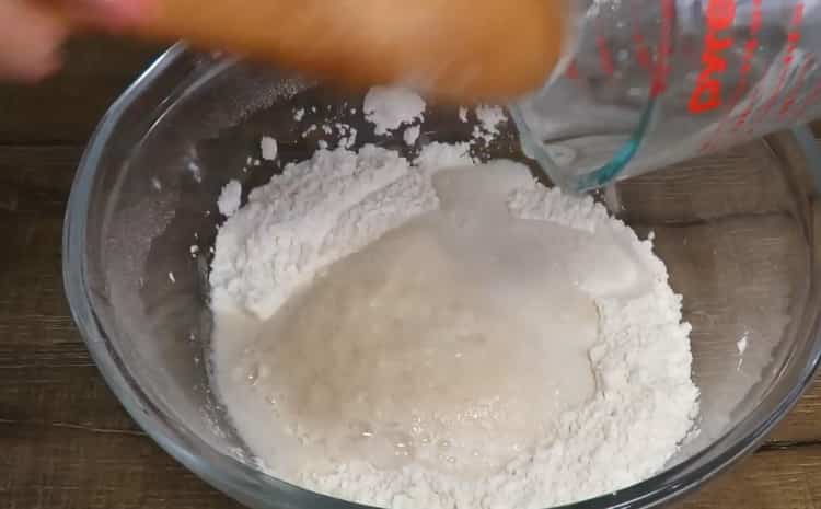 Mix the ingredients for making ciabatta bread