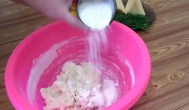 To make chebureks with cheese, mix the ingredients