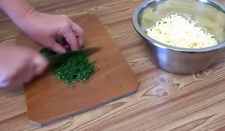 To make chebureks with cheese, chop dill