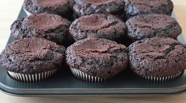 Preheat the oven to make chocolate cupcakes