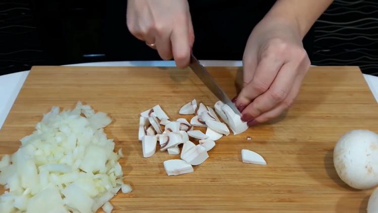 For cooking, chop mushrooms