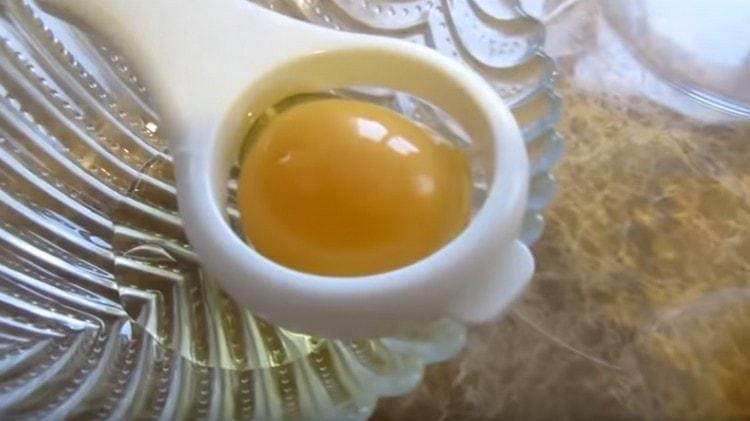 Separate the protein from the yolk.