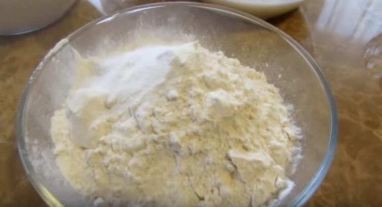 Flour should be mixed with baking powder.