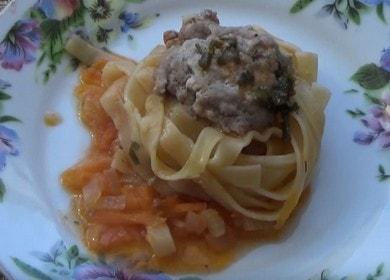 We cook delicious pasta nests with minced meat according to a step-by-step recipe with a photo.