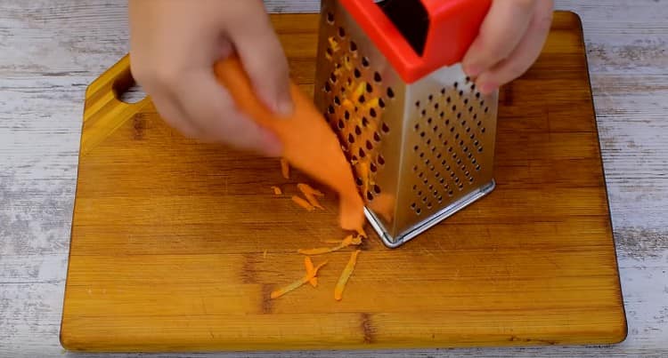 Grate the carrots.
