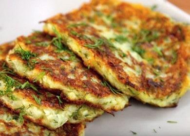 we prepare light pancakes from zucchini according to a step-by-step recipe with a photo.