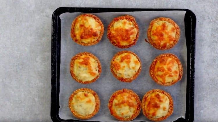 Julienne in tartlets with mushrooms is just a great appetizer.