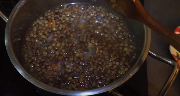 in the middle of the cooking process, you also need to salt the lentils to taste.