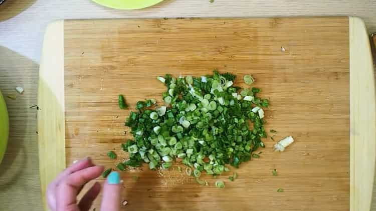 To cook okroshka, chop greens