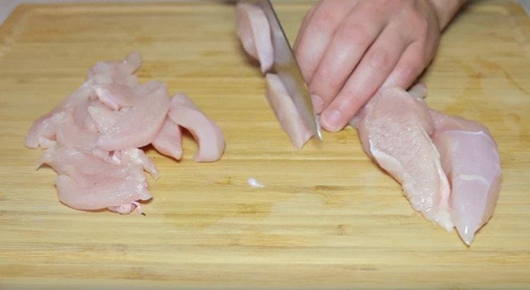 Chop the chicken.