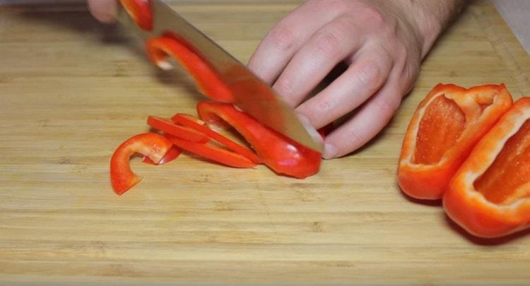 Straws cut sweet pepper.