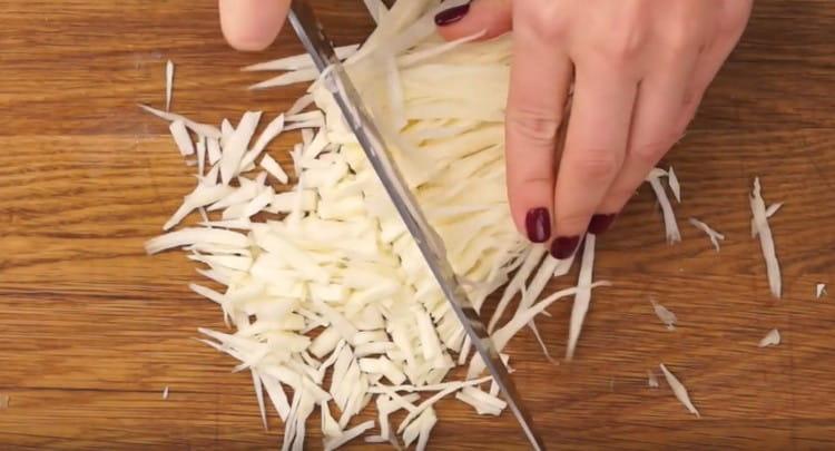 Finely chop the cabbage.