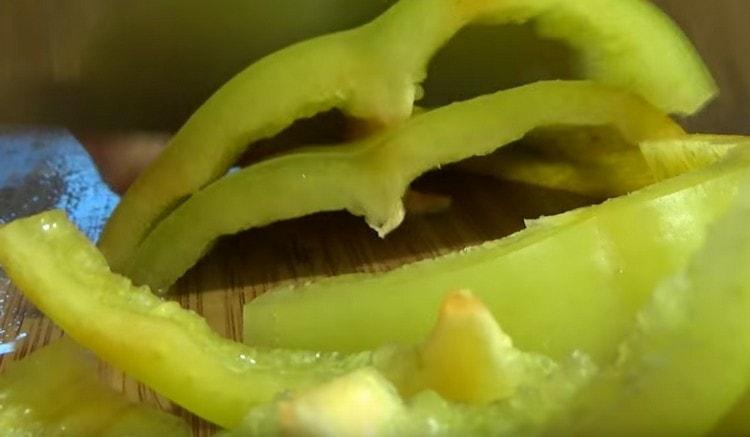 Sweet pepper cut into strips.