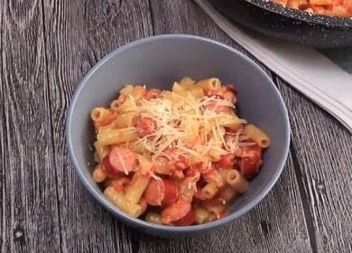 Cooking pasta with sausages: an interesting recipe with step by step photos and videos.