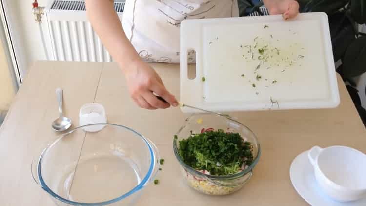 To cook okroshka, chop greens