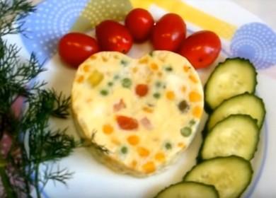 Cocinamos la tortilla más delicada en una caldera doble de acuerdo con una receta paso a paso con una foto.