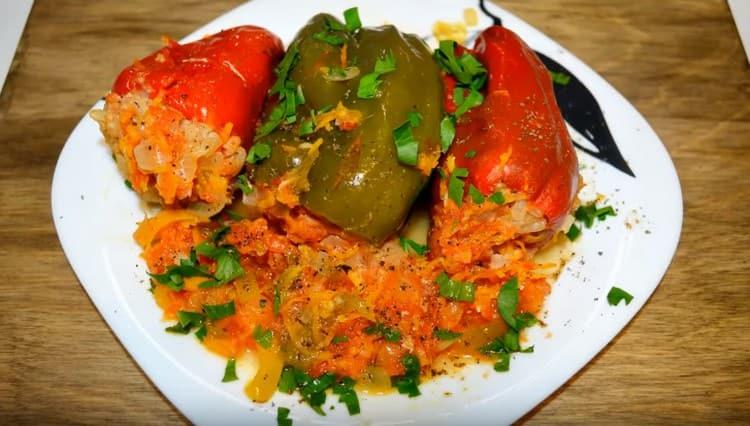 Such peppers stuffed with meat are very tasty and juicy.