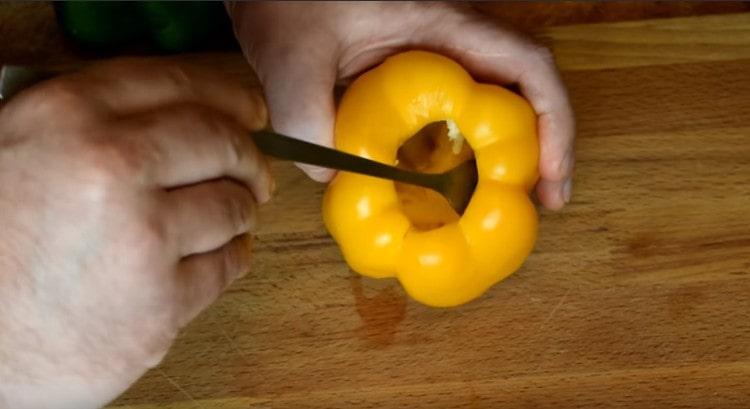 peppers are cleaned from seeds and stalk.
