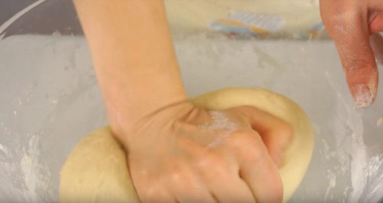 Knead the soft dough.