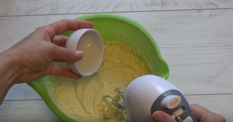 Add vegetable oil to the dough.