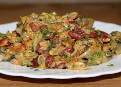We prepare a delicious salad with beans and mushrooms according to a step-by-step recipe with a photo.
