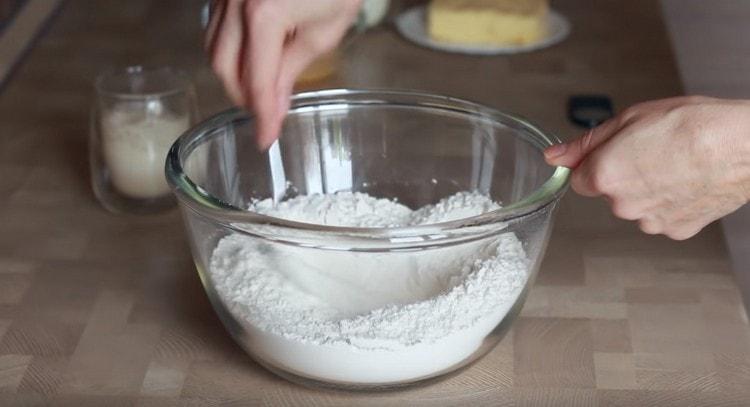 Mix flour with salt.