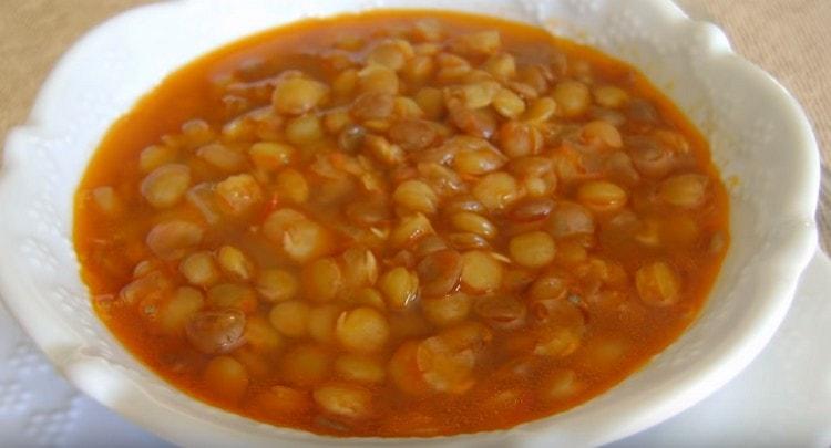 Green lentil soup is light but nutritious.