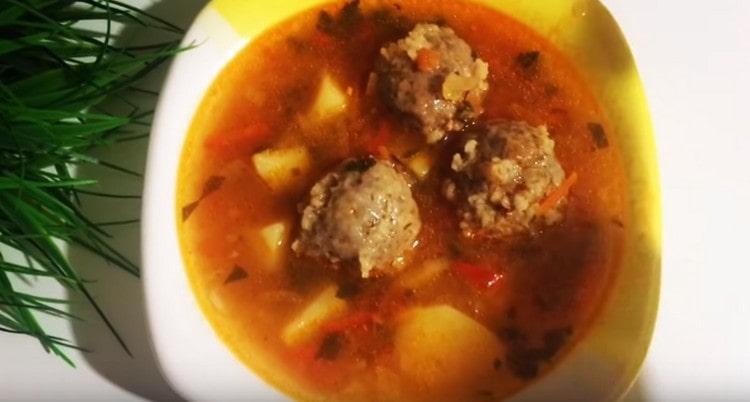 Cooking meatball soup using this recipe is really easy.