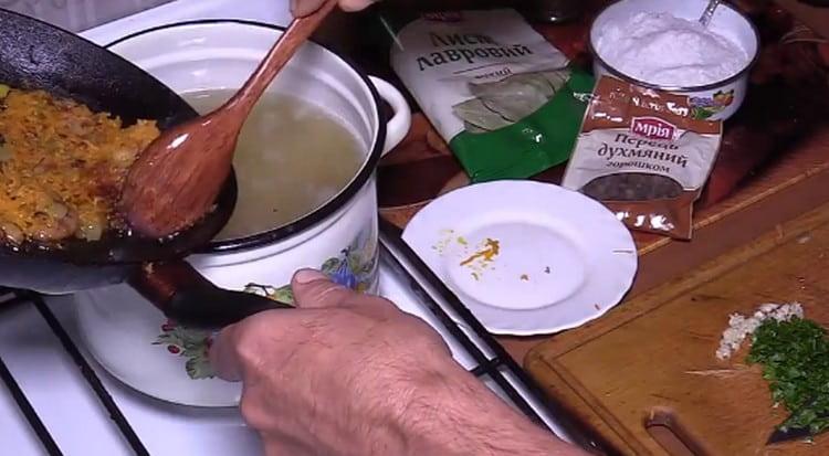 Immediately after lentils, add the frying.