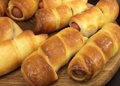 La masa para salchichas en la prueba de agua y leche es muy tierna y fragante 🍞