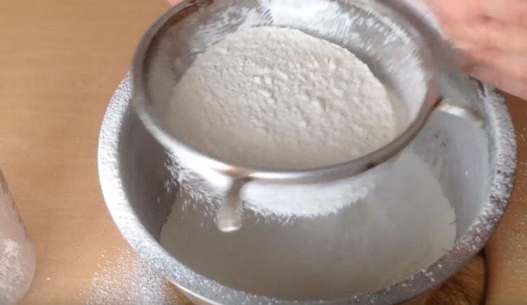 Sift flour into a bowl.