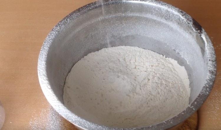 Add salt to the flour.