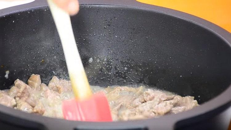 When frying, stir the meat from time to time.