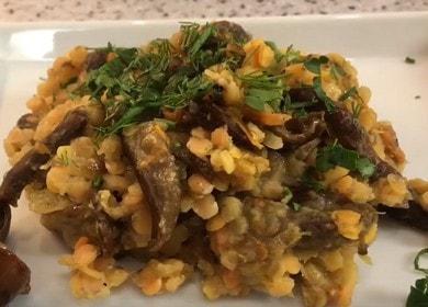 Fragrant lentils with mushrooms: cook according to a step by step recipe with a photo.