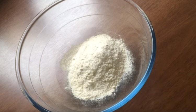 Pour flour into a bowl.